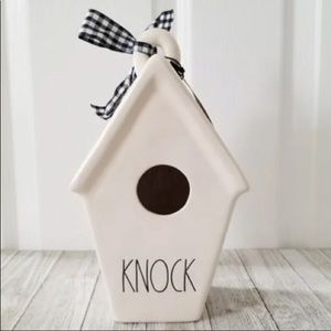 Rae Dunn Knock Birdhouse Birds Nest Gingham Ribbon